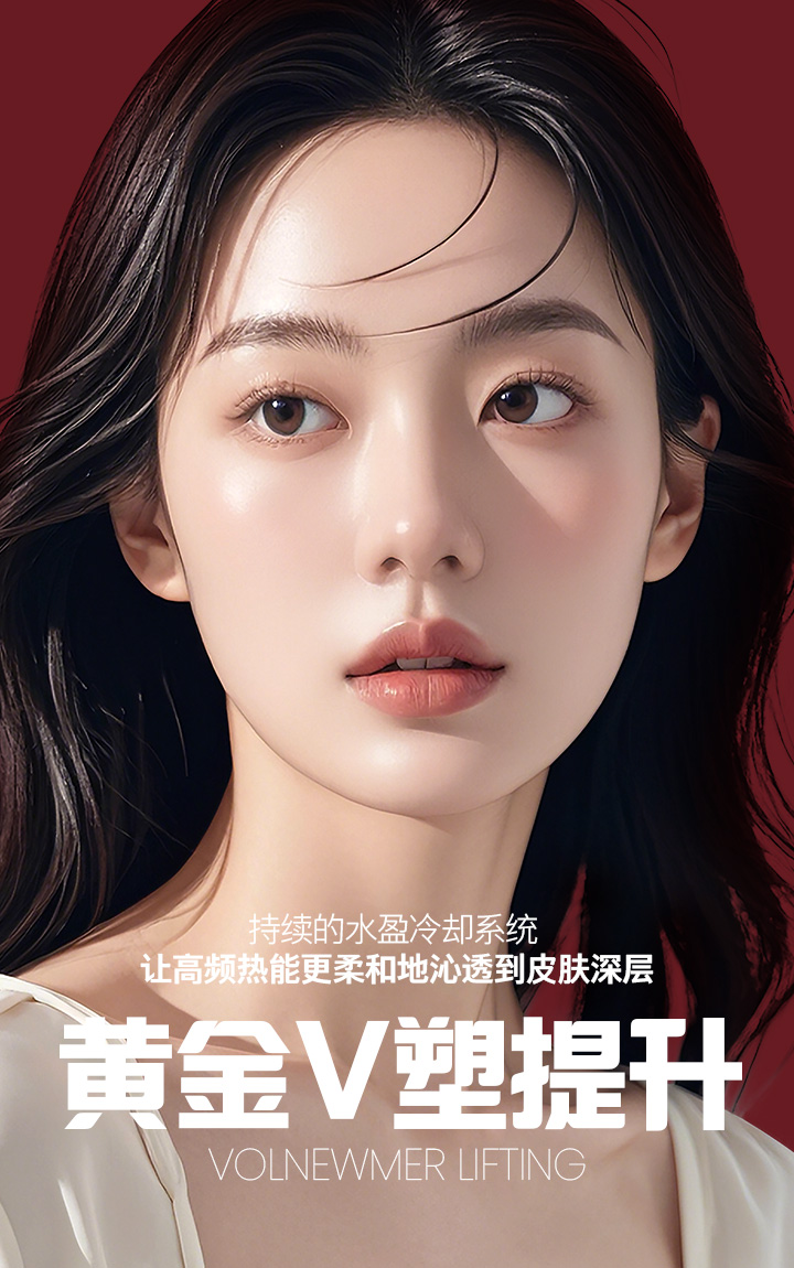 持续的水盈冷却系统 让高频热能更柔和地沁透到皮肤深层 黄金V塑提升