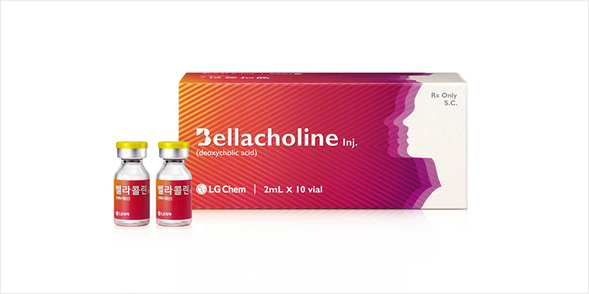 ベラコリンの主成分はデオキシコール酸(Doxycholic Acid, DCA)で、体内で自然的に生成される胆汁酸系の成分です。デオキシコール酸は脂肪細胞の膜を破壊し、脂肪細胞の数を減少させます。破壊された脂肪細胞は、体内の代謝過程を通じて自然に排出されます。