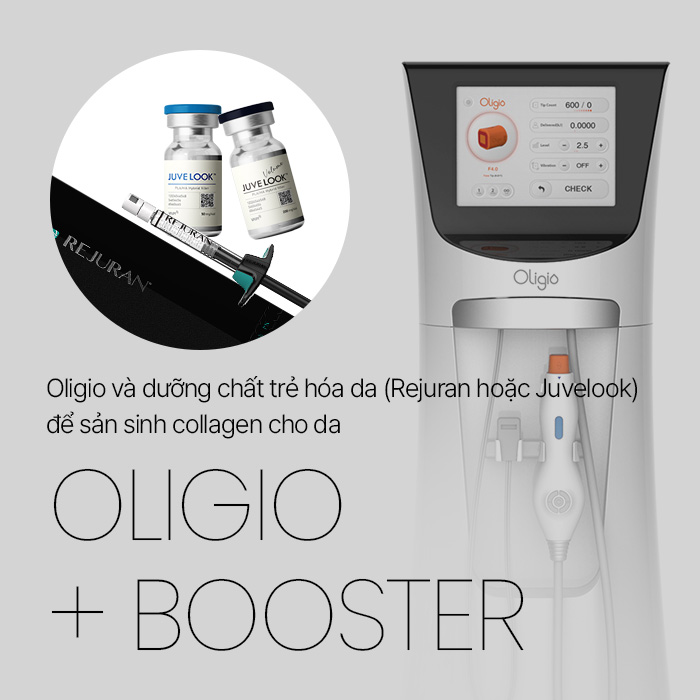 Oligio và dưỡng chất trẻ hóa da (Rejuran hoặc Juvelook) để sản sinh collagen cho da