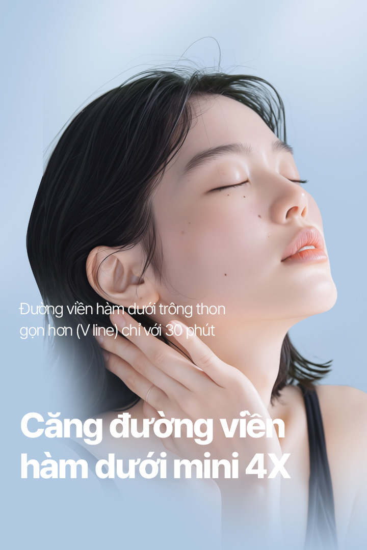 Căng đường viền hàm dưới mini giúp tạo dáng V line chỉ trong 30 phút bằng cách kéo căng hai cằm và đường viền hàm dưới bị chảy xệ! Căng da mini 4X tại Say Yes không chỉ kéo căng phần da ngoài, mà còn cả phần SMAS dưới lớp mỡ, đồng thời cố định nó theo chiều dọc một lần nữa bằng chỉ căng để tăng hiệu quả!